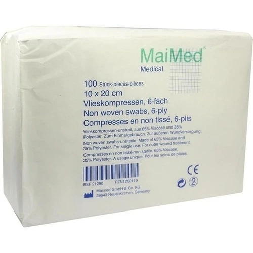 Vlieskompressen 10x20cm 6-fach unsteril, 100 Stk., MaiMed GmbH