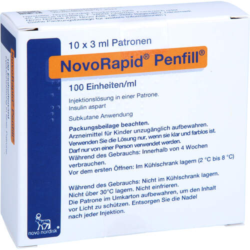 NovoRapid Penfill 100E/ml, 10X3 ML, Orifarm GmbH