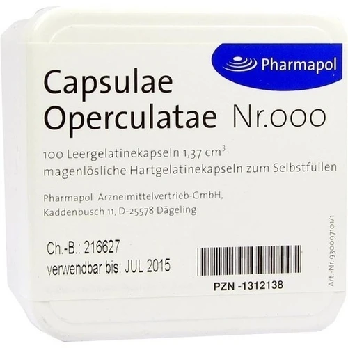 CAPSULAE Operculatae Kapseln Nr.000 1,37, 100 Stk., Pharmapol Arzneimittelvertrieb-GmbH