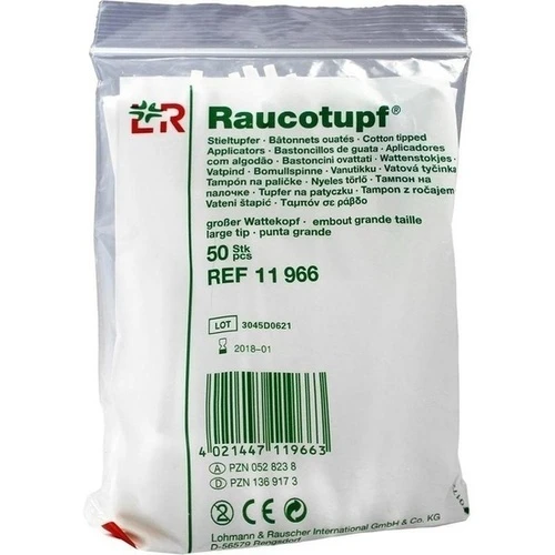 Raucotupf Stieltupfer gro&szlig;er Wattekopf, 50 Stk., Lohmann & Rauscher GmbH & Co. KG