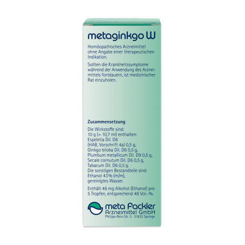 METAGINKGO W, 100 ml, Meta Fackler Arzneimittel GmbH