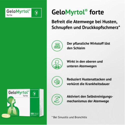 GeloMyrtol forte bei Sinusitis und Bronchitis mit Husten & Schnupfen, 100 Stk., G. Pohl-Boskamp GmbH & Co. KG