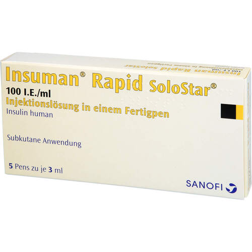 Insuman Rapid 100I.E./ml Solostar Fertigpen, 5x3 ml, Sanofi-Aventis Deutschland GmbH