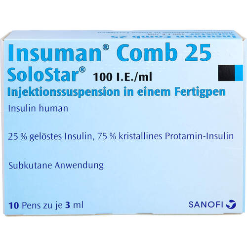 Insuman Comb 25 100I.E./ml Solostar Fertigpen, 10x3 ml, Sanofi-Aventis Deutschland GmbH