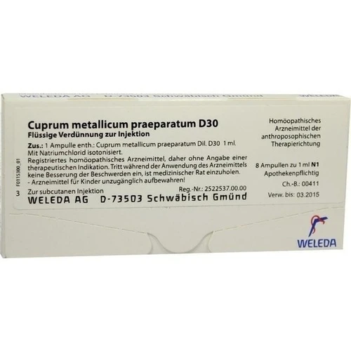CUPRUM MET PRAEP D30, 8x1 ml, Weleda AG