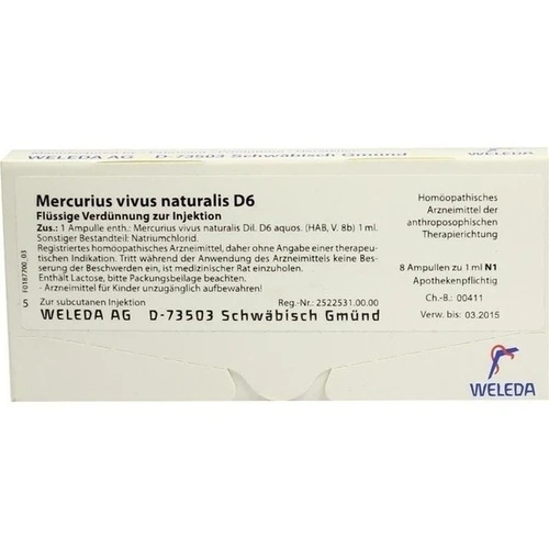 MERCURIUS VIVUS NATUR D 6, 8x1 ml, Weleda AG