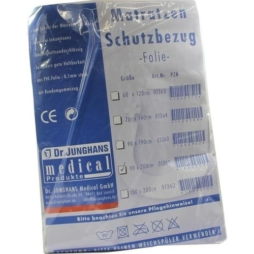 MATRATZENSCHUTZBEZUG FOLIE 0.1MM 90x200CM WEISS, 1 Stk., Dr. Junghans Medical GmbH