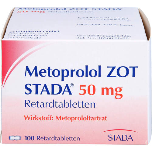 Metoprolol ZOT STADA 50mg Retardtabletten, 100 Stk., STADAPHARM GmbH
