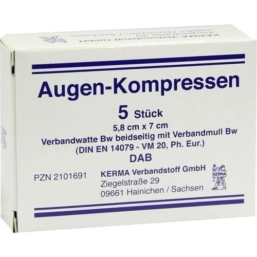AUGENKOMPRESSEN 5.8x7CM UNSTERIL, 5 Stk., Kerma Verbandstoff GmbH