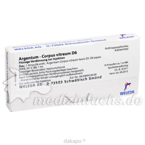 ARGENTUM CORPUS Vitreum D 6 Ampullen, 8x1 ml, WELEDA AG