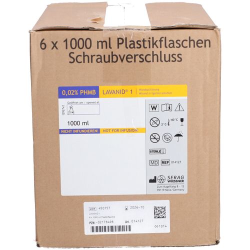 LAVANID 1 Wundsp&uuml;ll&ouml;sung, 6x1000 ml, Serag-Wiessner GmbH & Co. KG