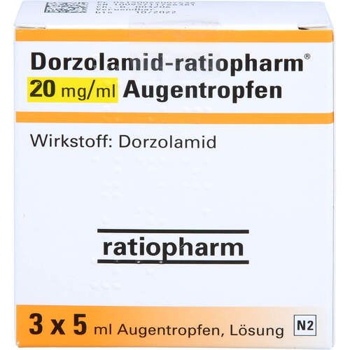 Dorzolamid-ratiopharm 20 mg/ml Augentropfen, 3x5 ml, ratiopharm GmbH Dorzolamid-ratiopharm 20 mg/ml Augentropfen, 3x5 ml, ratiopharm GmbH