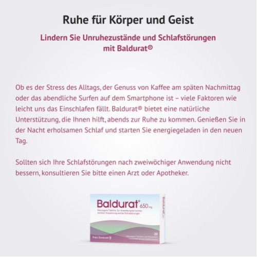 Baldurat bei Schlafst&ouml;rungen, 20 Stk., G. Pohl-Boskamp GmbH & Co. KG
