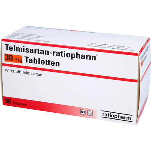 Telmisartan-ratiopharm 30mg Tabletten, 98 ST, ratiopharm GmbH