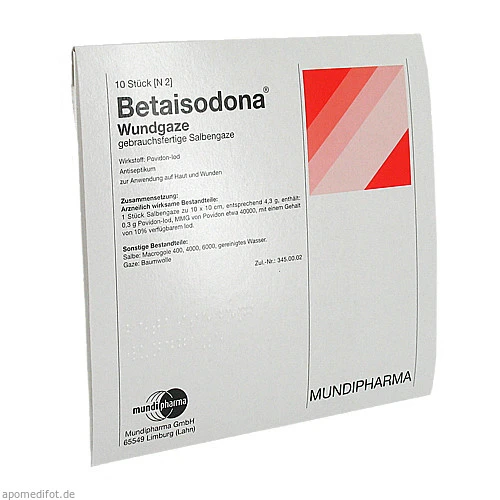 BETAISODONA WUNDGAZE 10X10, 10 ST, Mundipharma GmbH