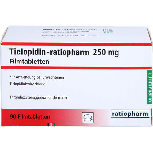 Ticlopidin ratiopharm, 90 Stk., Eurimpharm Arzneimittel GmbH