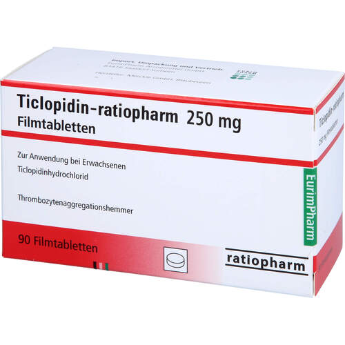 Ticlopidin ratiopharm, 90 Stk., Eurimpharm Arzneimittel GmbH