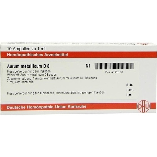 AURUM METALLICUM D 8 Ampullen, 10x1 ml, DHU-Arzneimittel GmbH & Co. KG