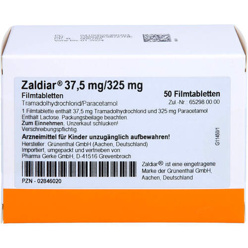 ZALDIAR 37.5mg/325mg, 50 Stk., Pharma Gerke Arzneimittelvertriebs GmbH