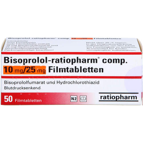 Bisoprolol-ratiopharm comp.10mg/25mg Filmtabletten, 50 Stk., ratiopharm GmbH
