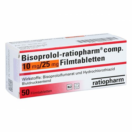 Bisoprolol-ratiopharm comp.10mg/25mg Filmtabletten, 50 Stk., ratiopharm GmbH