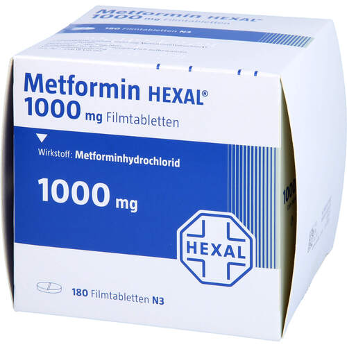 Metformin HEXAL 1000mg Filmtabletten, 180 Stk., HEXAL AG