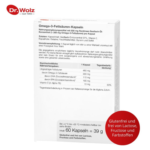 Omega-3-Fettsäuren 500mg/60%, 60 Stk., Dr. Wolz Zell GmbH