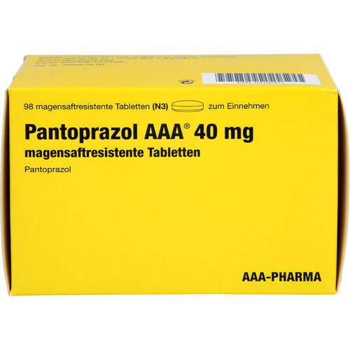 Pantoprazol AAA 40mg magensaftresistente Tabletten, 98 Stk., Aaa - Pharma GmbH