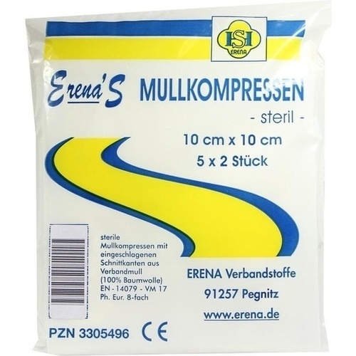 ERENA STERIL KOMPRE 10X10, 5X2 ST, Erena Verbandstoffe GmbH & Co. KG