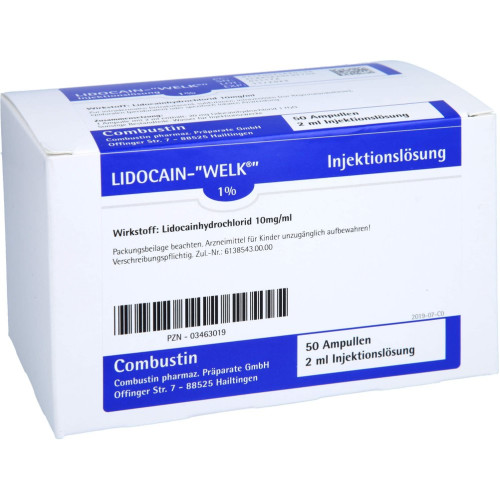LIDOCAIN WELK 1% Ampulle, 50x2 ml, COMBUSTIN Pharmazeutische Präparate GmbH