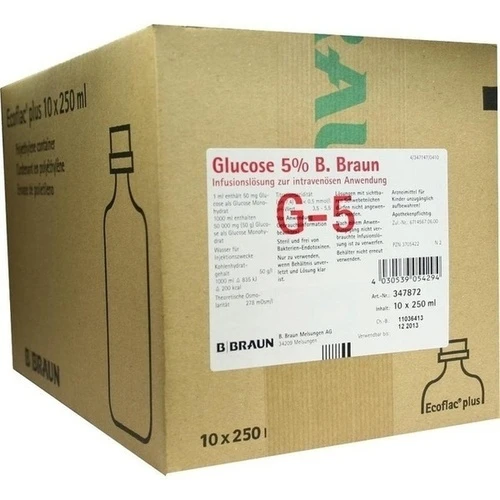 Glucose 5% B.Braun Ecoflac Plus Einzelflasche, 10x250 ml, B. Braun Melsungen AG