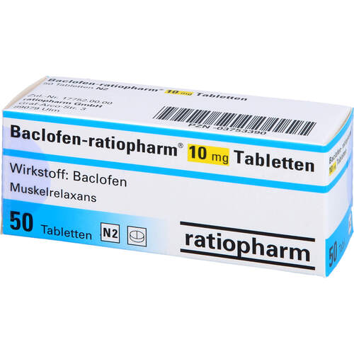 Baclofen-ratiopharm 10mg Tabletten, 50 Stk., ratiopharm GmbH