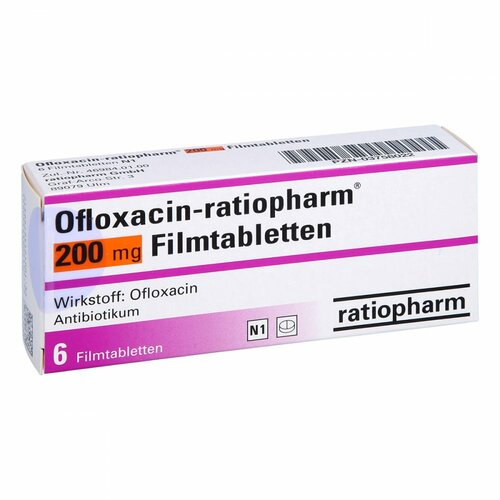 Ofloxacin-ratiopharm 200mg Filmtabletten, 6 Stk., ratiopharm GmbH