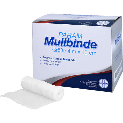 MULLBINDEN 10 cm o.Cellophan, 20 Stk., Param GmbH