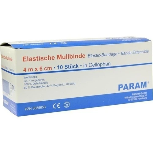 MULLBINDEN elast.6 cm m.Cellophan, 10 Stk., Param GmbH