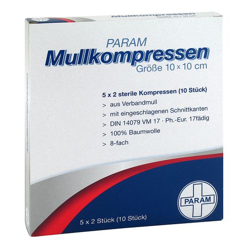 MULLKOMPRESSEN STERIL 10X10 8F, 5x2 Stk., Param GmbH