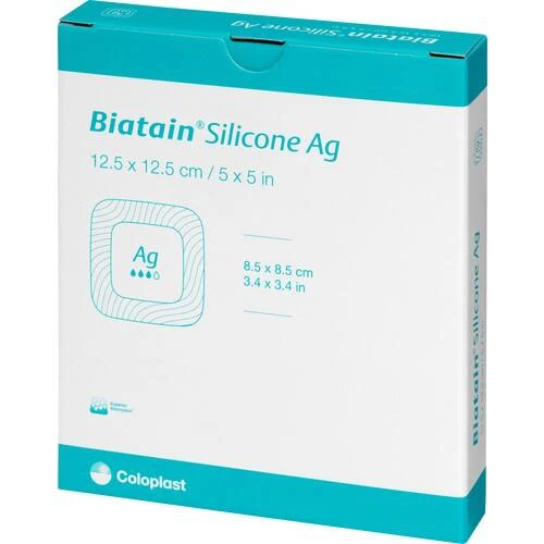 Biatain Silicone Ag Schaumverband 12.5x12.5cm, 5 Stk., Coloplast GmbH