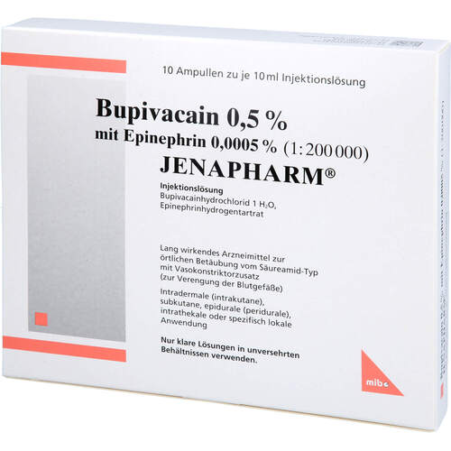 BUPIVACAIN 0.5% M EPINEPHR JENAPHARM, 10X10 ML, Mibe GmbH Arzneimittel