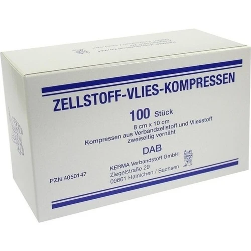 ZELLSTOFF VLIES-KOMPRESSEN 8X10 UNSTERIL, 100 Stk., Kerma Verbandstoff GmbH