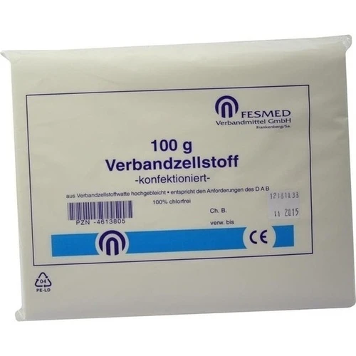 VERBANDZELLSTOFF HOCHGEBLEICHT CHLORFR KONF, 100 g, Fesmed Verbandmittel GmbH