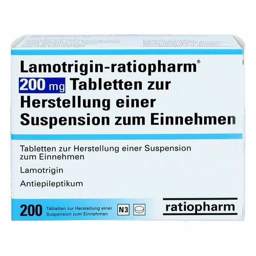 Lamotrigin-ratiopharm 200mg Tab.z.H.e.Susp.z.Einn., 200 Stk., ratiopharm GmbH