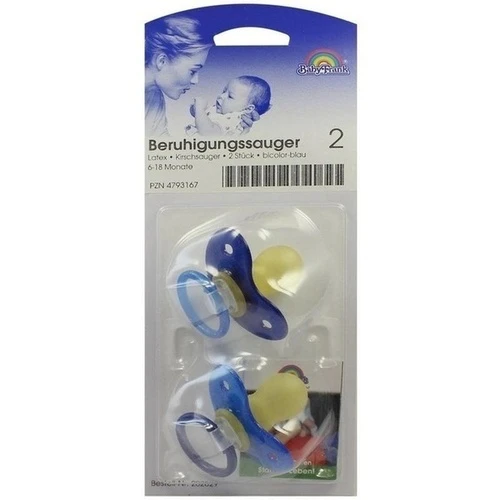 Beruhigungssauger Kirsch Latex 6-18M bicolor-blau, 2 Stk., Büttner-Frank GmbH