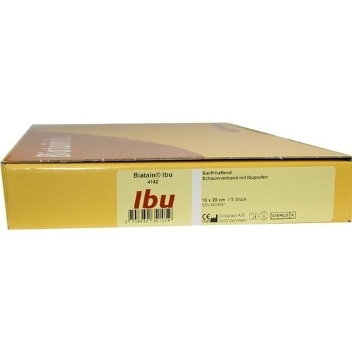 Biatain-Ibu Schaumverband sanft-haftend 10x20cm, 5 ST, Coloplast GmbH