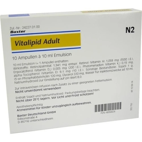 VITALIPID ADULT, 10x10 ml, Baxter Deutschland GmbH Medication Delivery