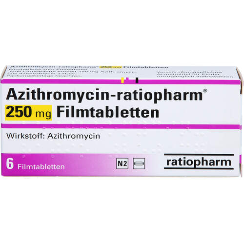 Azithromycin-ratiopharm 250mg Filmtabletten, 6 ST, ratiopharm GmbH