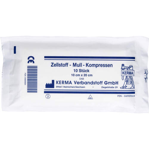 ZELLSTOFF MULLKOMPRESSEN 10CMX20CM UNSTERIL, 10 Stk., Kerma Verbandstoff GmbH