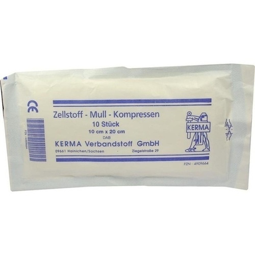 ZELLSTOFF MULLKOMPRESSEN 10CMX20CM UNSTERIL, 10 Stk., Kerma Verbandstoff GmbH