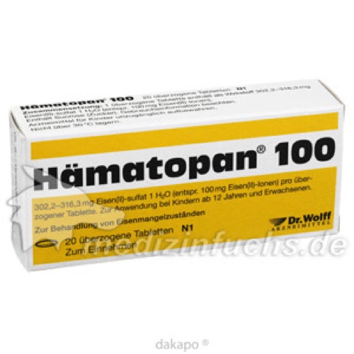 H&Auml;MATOPAN 100 &uuml;berzogene Tabletten, 20 Stk., Dr. August Wolff GmbH & Co. KG Arzneimit
