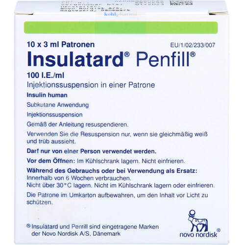 Insulatard Penfill 100 IE/ML, 10X3 ML, kohlpharma GmbH