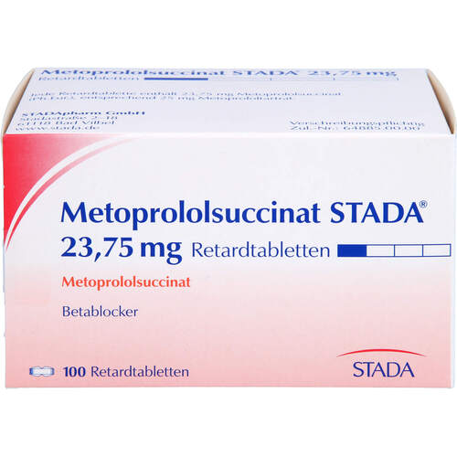 Metoprololsuccinat STADA 23.75 mg Retardtabl., 100 ST, STADAPHARM GmbH